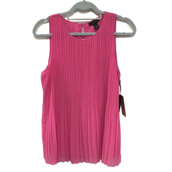 Halogen Pink Azalea Sleeveless Pleated Georgette Top - Picture 2 of 8